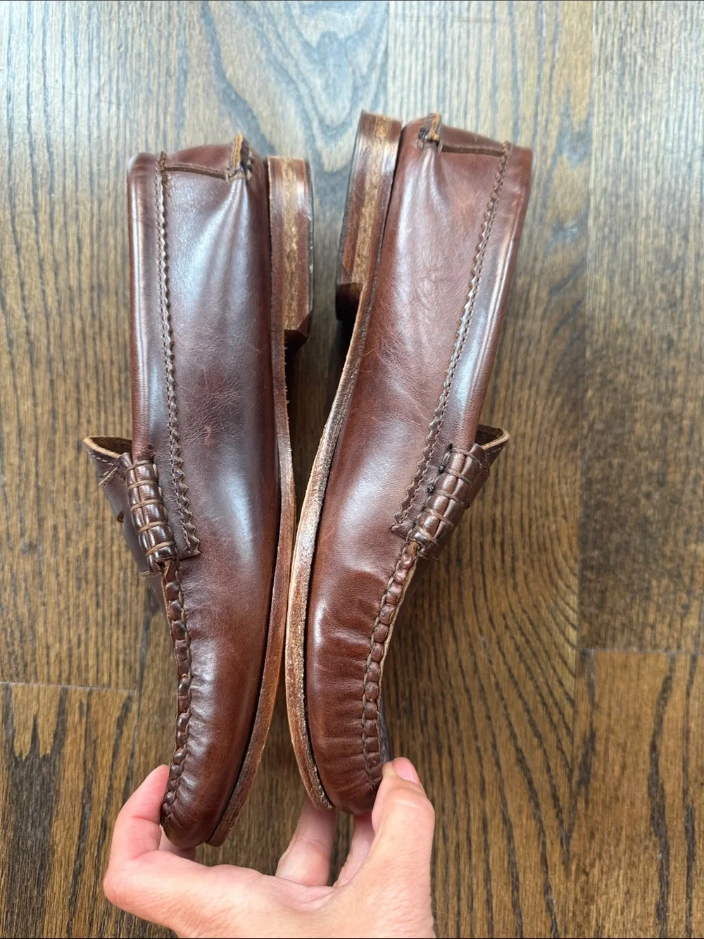Men’s Quoddy Brown Leather Penny Slip-On Loafers f